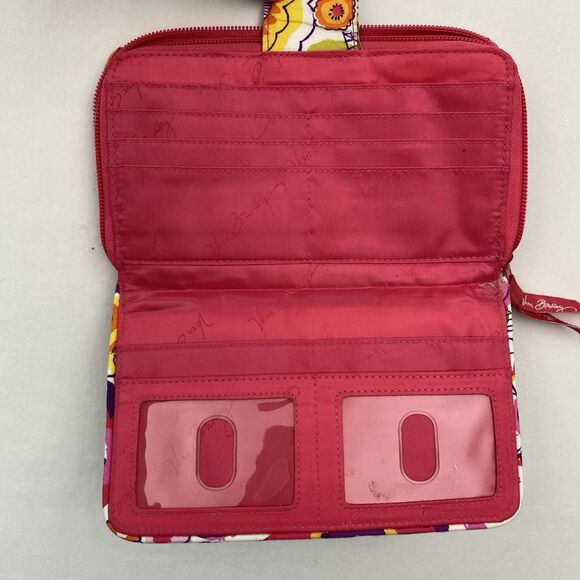 Vera Bradley Wallet Zip Around Turn Lock Organizer Pink Floral Quilted Bloomcore - Picture 4 of 14